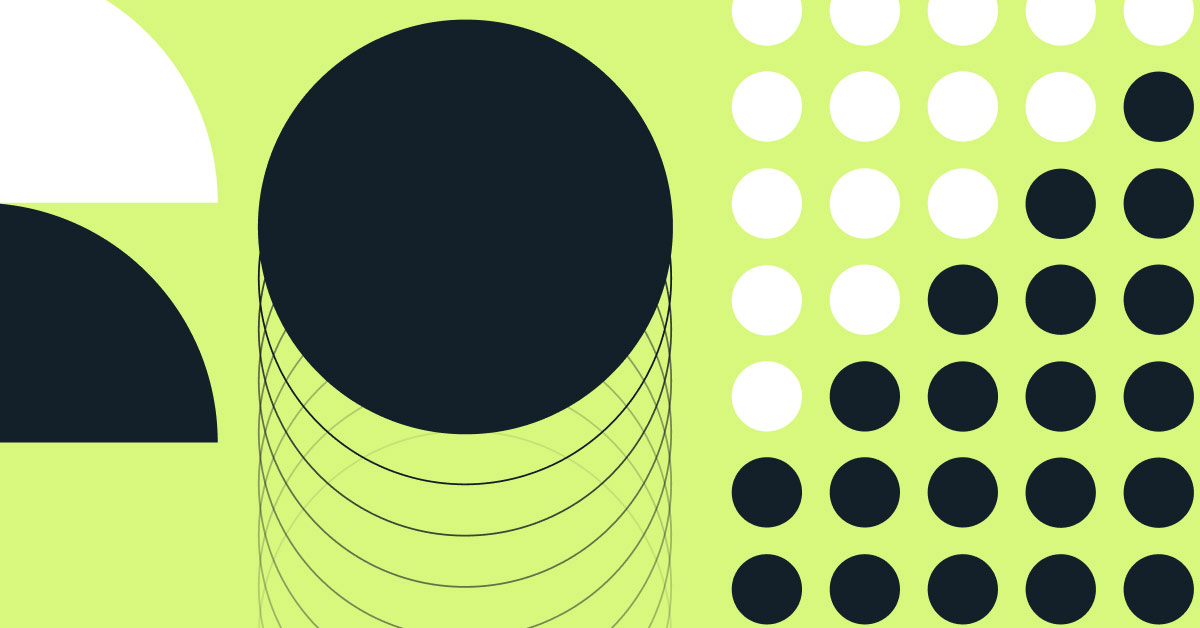 Abstract geometric pattern with circles and shapes on green background