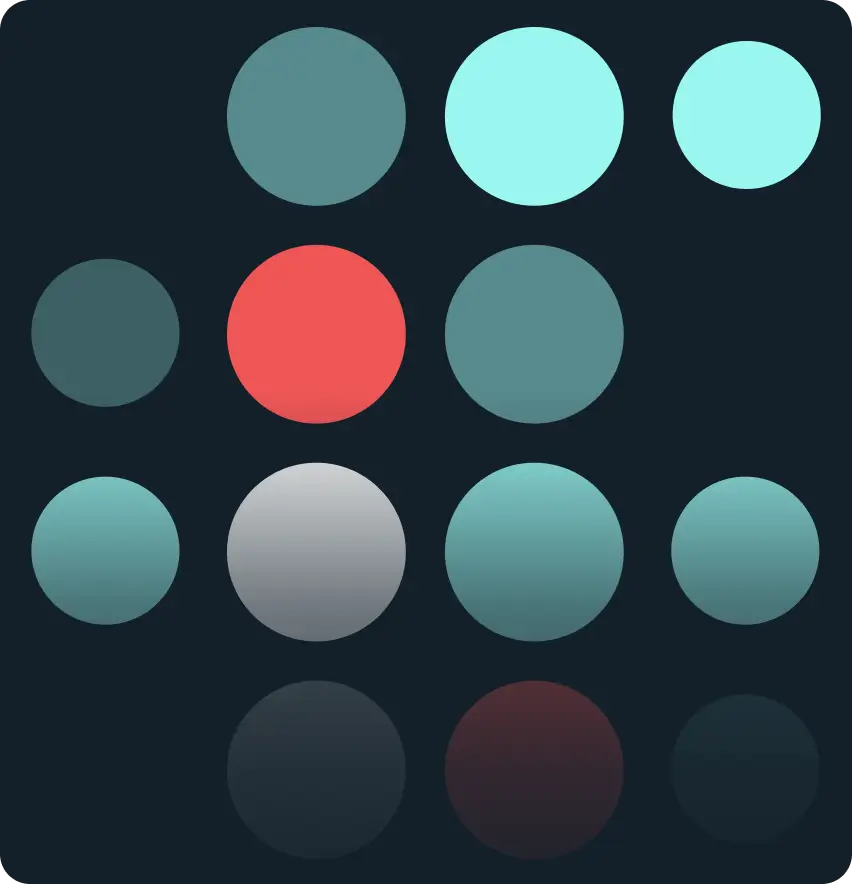 Abstract pattern of colored circles on dark background