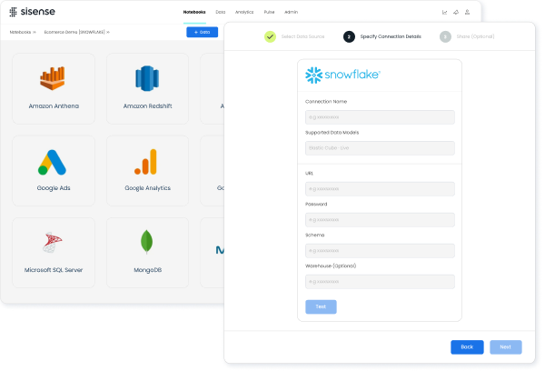 Embedded analytics data warehouse