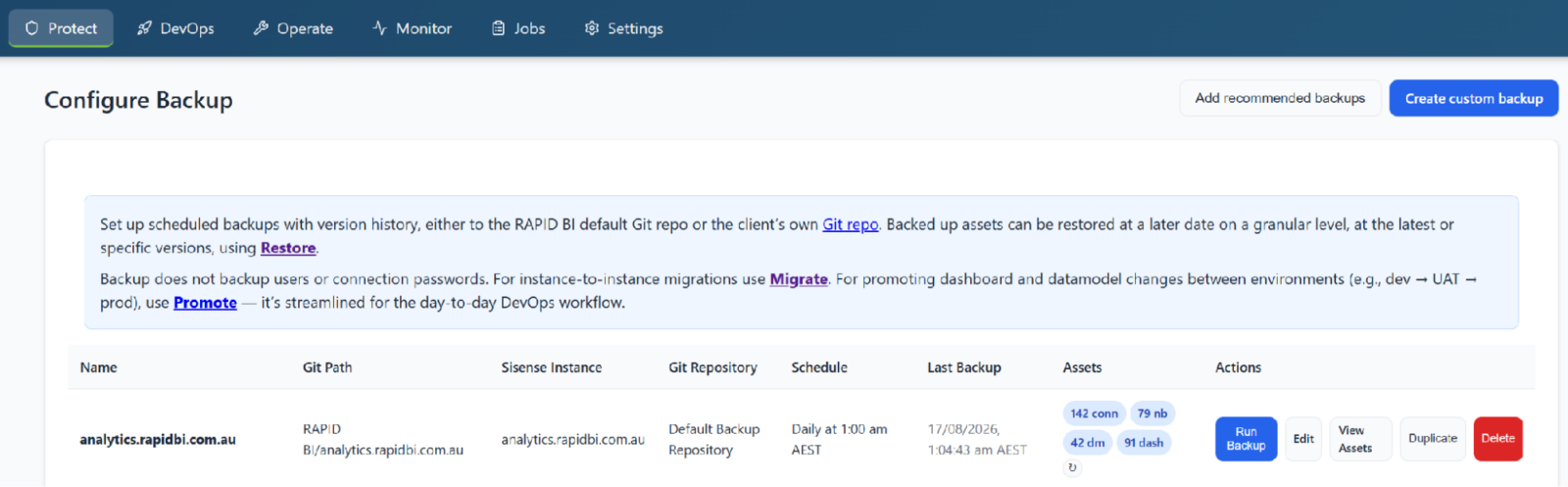 controlhub configure backup