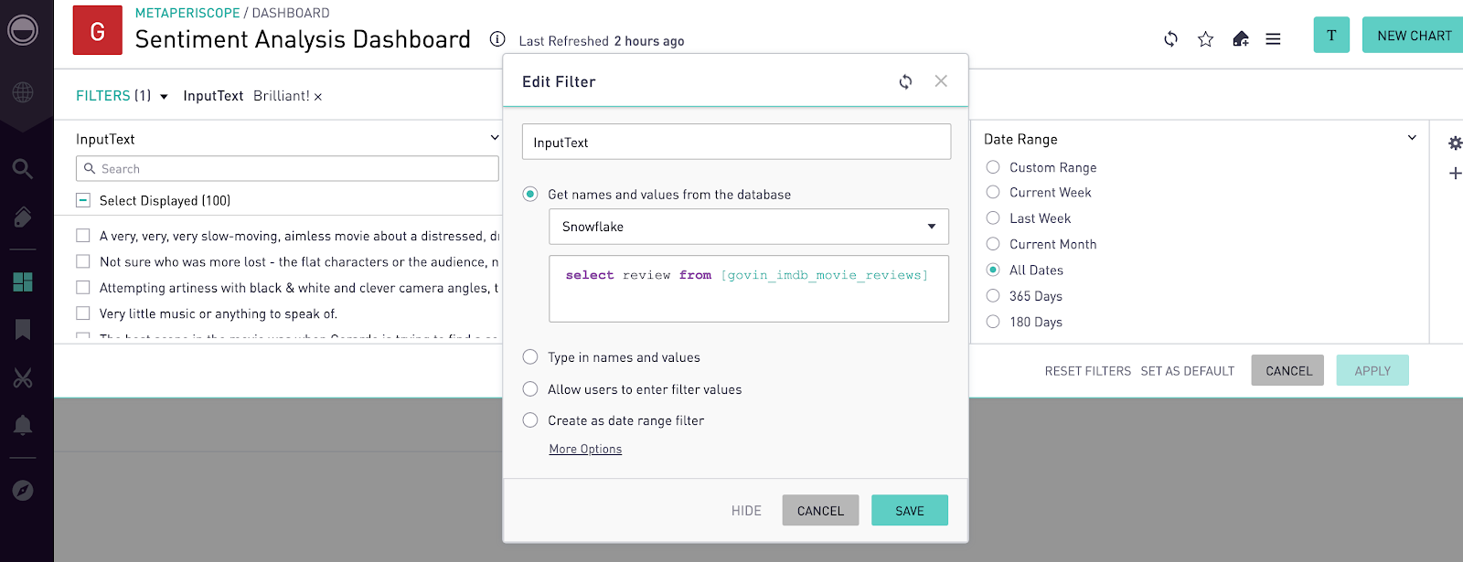 Sentiment analysis dashboard