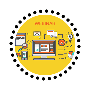 computer with webinar text