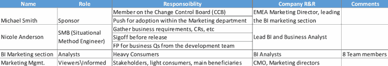 stakeholders in a BI solution