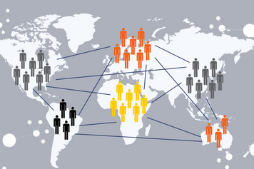 World map with people
