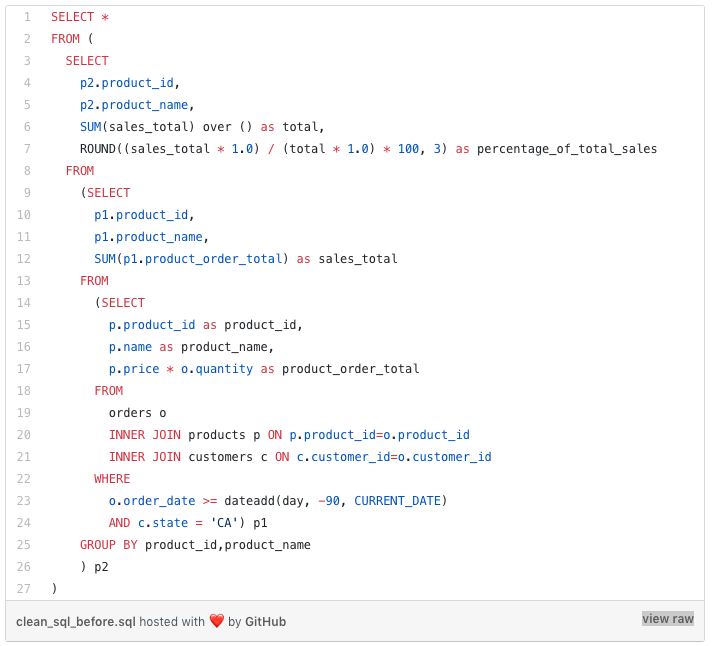 SQL Code block 1